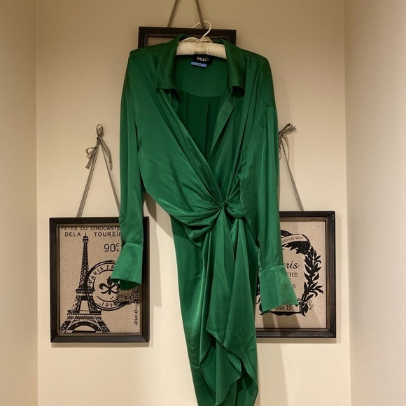 SER.O.YA Silk Midi Length Dress, deep green - Picture 2 of 16